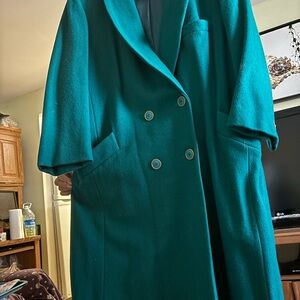 Elegant Teal Double-Breasted Women's Pea Coat
